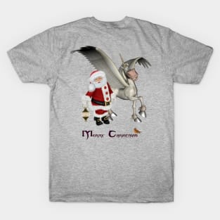 Cute Santa Claus with funny  pegasus T-Shirt
